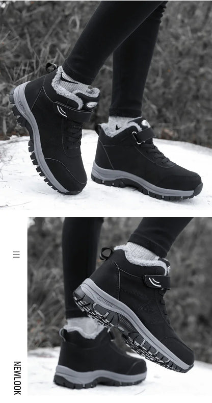 Men Waterproof Outdoor Boots Winter Warm Popular Footwear Male Suede Casual Snow Plush Warm Shoes Leather Walking Shoes 35-46