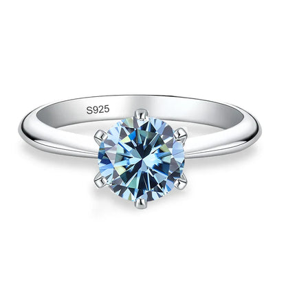 0.5ct 1ct 2ct 3ct Blue Pink Purple Black Moissanite Rings for Women Sterling 925 Silver Wedding Party Band Woman's Ring