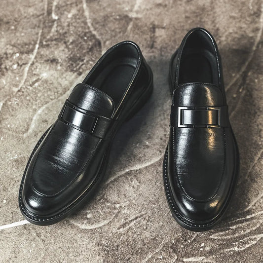 Spring Autumn New Black Dress Shoes for Men Business Designer Cow Leather Shoes Male Fashion British Style Casual Shoe Man