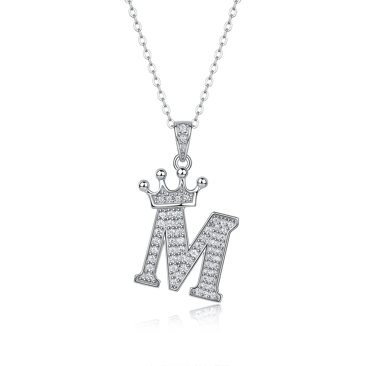 925 Silver Initial Necklace Sparkling Full Moissanite Diamond Pendant Charm Necklaces for Women Letter Name Choker Jewelry Gift