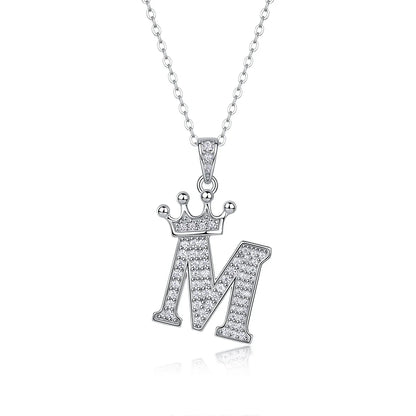 925 Silver Initial Necklace Sparkling Full Moissanite Diamond Pendant Charm Necklaces for Women Letter Name Choker Jewelry Gift