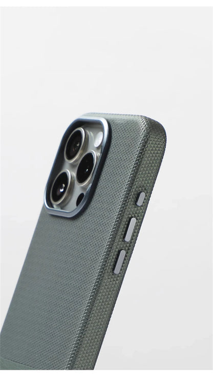 Luxury Business Hit Color Relief Leather Magnetic Case For iPhone 17 Air 16 15 14 13 Pro Max MagSafe Shockproof Alloy Lens Cover