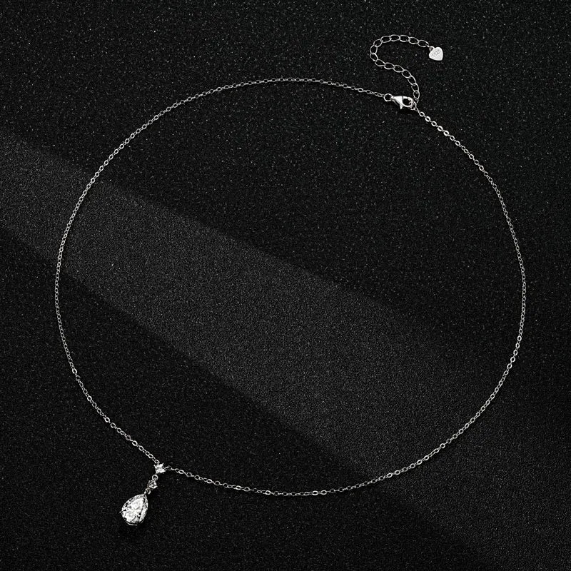 Exquisite 7x10mm Pear Cut Moissanite Pendant Necklace With Certificate for Women 925 Sterling Silver Chains Jewerly Gift