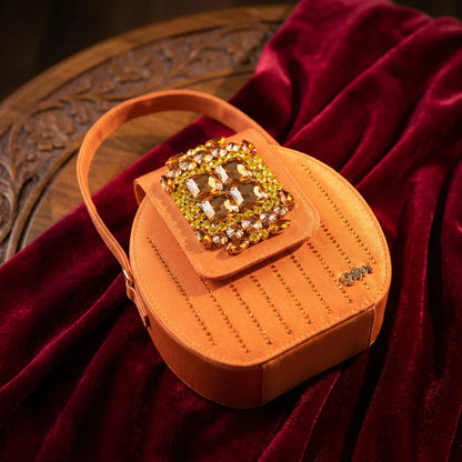2026 New Brown Rhinestone Peep-Toe High Heel Sandals and Bag Set for Women –Elegant Italian Party Shoes Perfect for Wedding