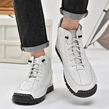 New 2024 Autumn Handmade Leather Men Boots Design Sneakers Man Breathable Casual Leather Shoes Men Ankle Boots Outdoor Boats