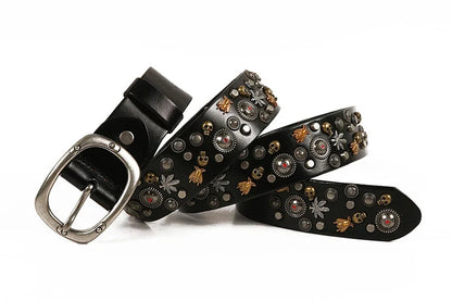 3.8CM Male Top Layer Luxury Designers Cowskin Genuine Leather Belts Men Alloy Pin Buckle Rivets Belt Casual Belt for Jeans