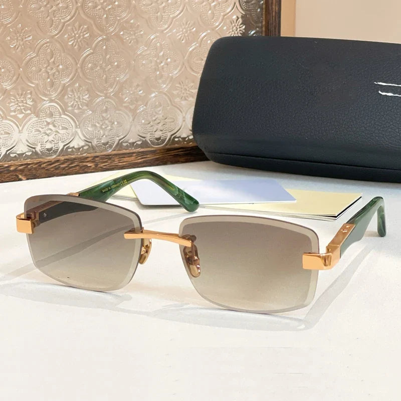 Fashion Street Rectangle Sunglasses 129 Alloy Germany Trendy Top Quality Original Design Classical Irregular Acetate UV400 Men