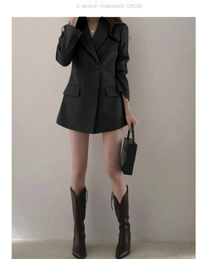 Women Blazer 2025 New Slim Spring Autumn Suit Jackets One Button Long Sleeve Korean Casual Coats Female Blazer Outwear Trend Top