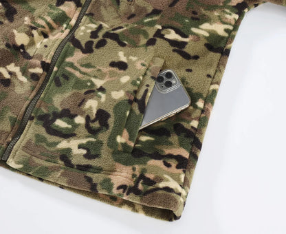 Outdoor Camouflage Fleece Jacket Double-Sided Shake Fleece Cardigan Tactical Jacket Warm Mountaineering Suit