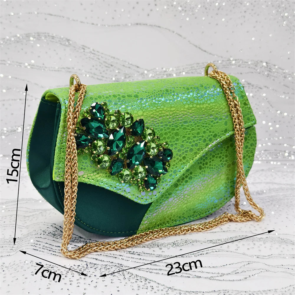 2025 Newest INS Style Gold Color Elegant Women High Heels Nigeria Popular Designer African Ladies Shoes And Bag Set