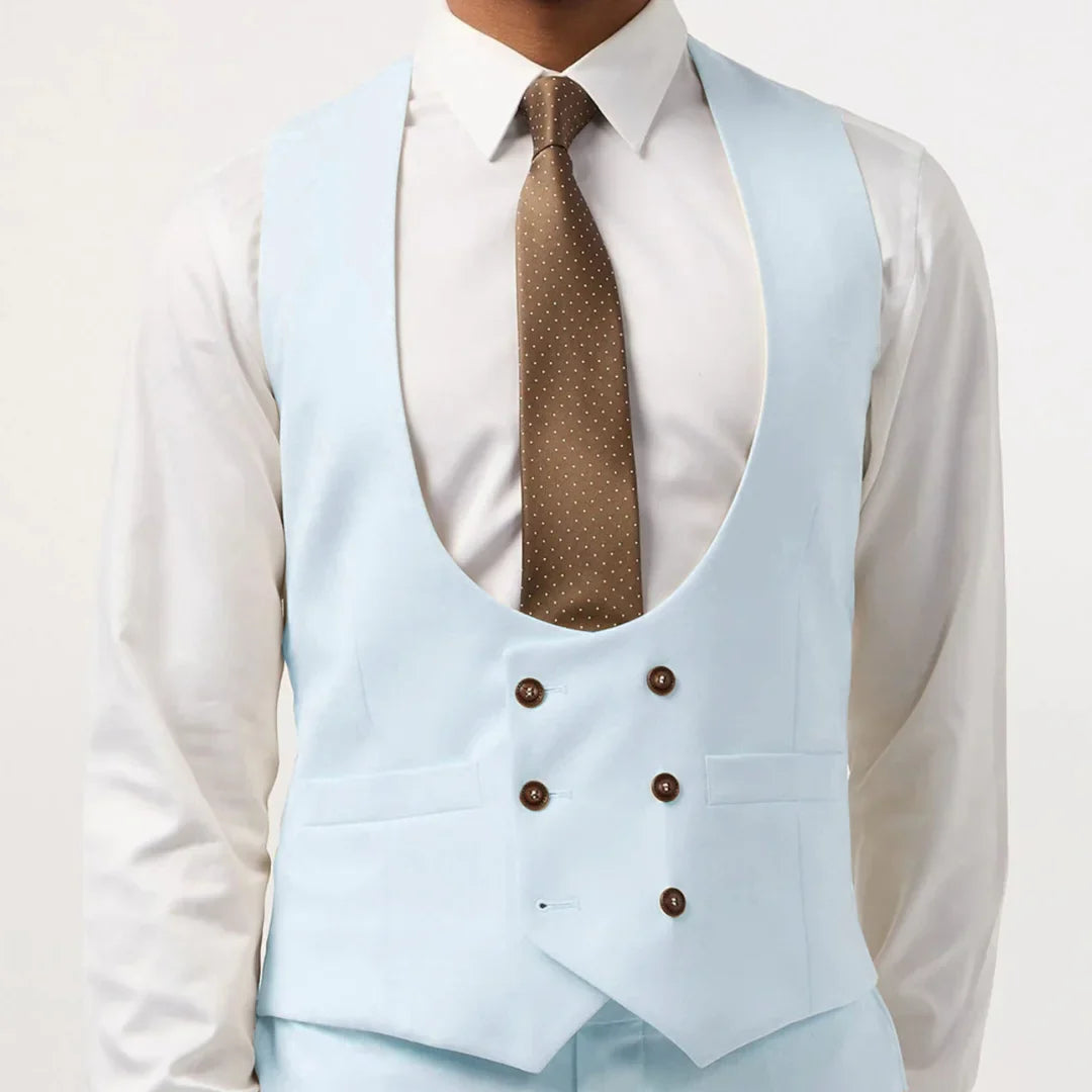 Men Vest White Double Button With Pocket Solid Waistcoat For Wedding Banquet Business Work Office Casual Daily Men Suit Vest