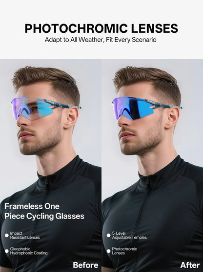 Red Photochromic Cycling Glasses UV400 Men Women Cycling Sunglasses Road Bicycle Goggle MTB Cycling Eyewear