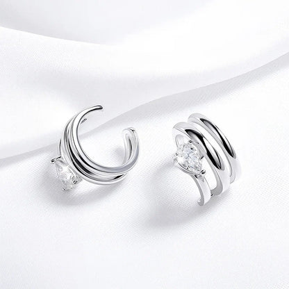 18K Plated Certified Full Moissanite Clip Earrings for Women Pear Cut Pure 925 Silver Lab Diamond Jewelry Wholesale
