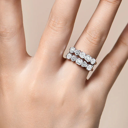 ATTAGEMS Bague en Moissanite diamantée taille 3,2 carats pour femme en argent S925 plaqué or blanc 18 carats Bijoux de fiançailles et de mariage de qualité supérieure