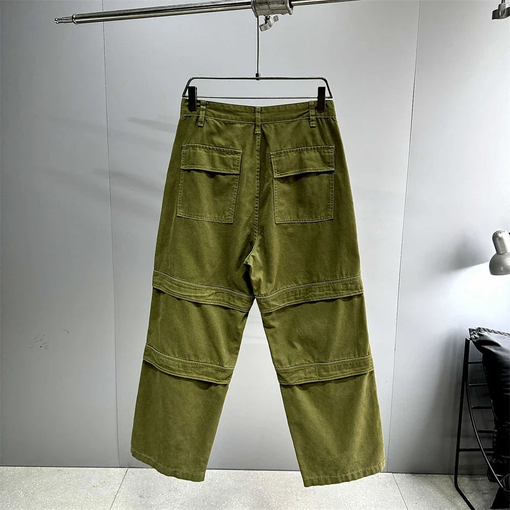 High Quality Army Green Cargo Pants Men American Vintage Hip Hop Plus Size Skateboard Pants Harajuku Casual Cotton Trousers Male