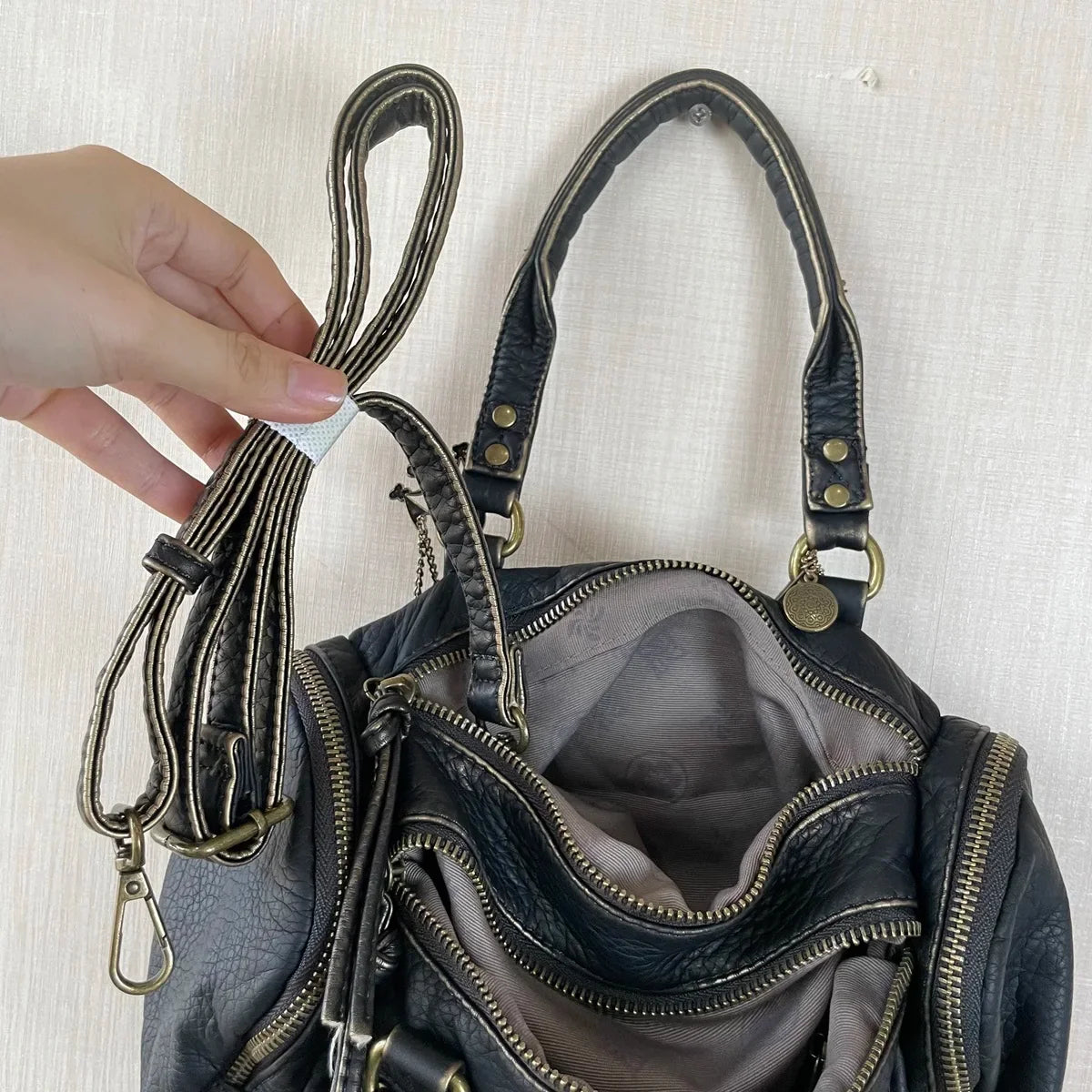 Vintage Women Handbags Small Satchel Top-handle Boston Bag PU Shoulder Bag Fashion Dumpling Pack Multi-pockets Shoulder Bags