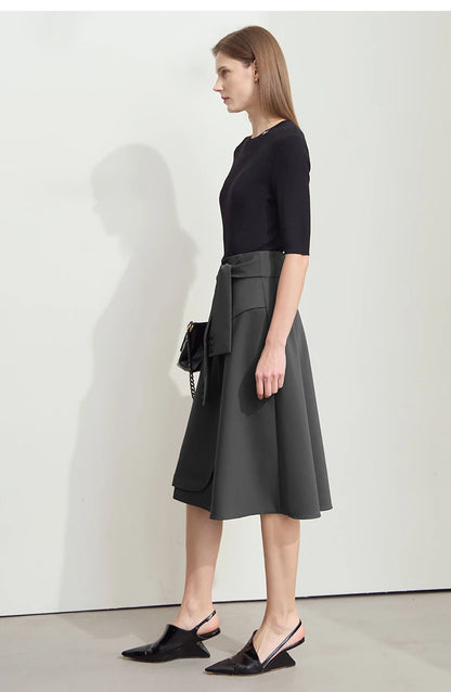Minimalist New Skirt Women Summer 2025 Solid Loose Mid-length A-line Asymmetric Skirts Female Fashion Office Lady 12542045