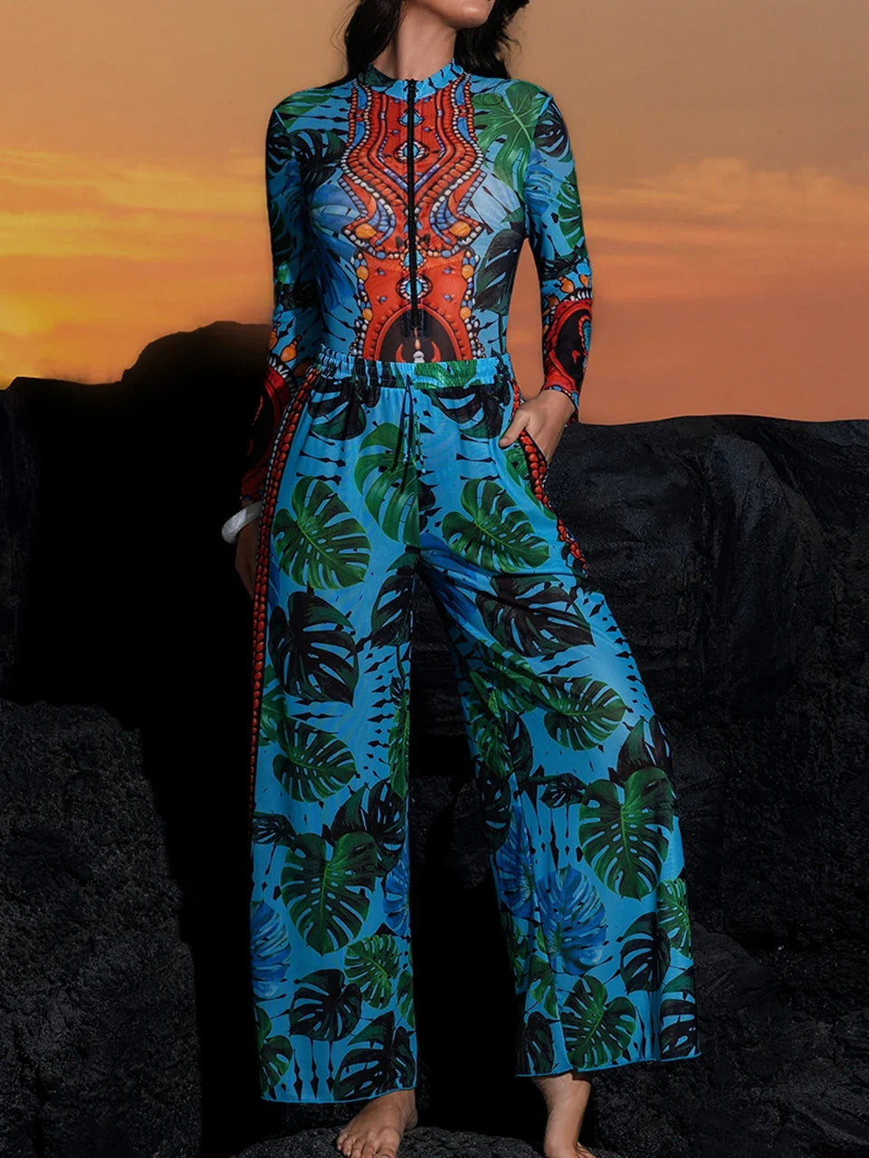 One Piece Sun Protection Swimwear 2026 Women Long Sleeved Print Swimsuit Female Sports Bathers Swimming Bodysuit Beach купальник