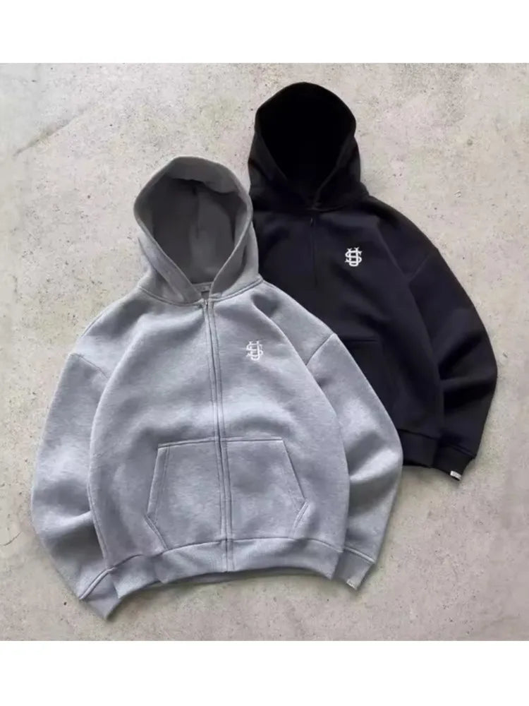 2025 Autumn/Winter Fashion Embroidery Harajuku Y2K Zipper Hoodie Women's Street Y2K New Punk Sportswear unisex Casual Hoodie