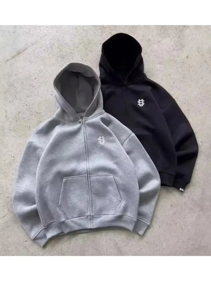 2025 Autumn/Winter Fashion Embroidery Harajuku Y2K Zipper Hoodie Women's Street Y2K New Punk Sportswear unisex Casual Hoodie