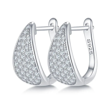 Full D Color Moissanite Earrings 925 Sterling Silver for Women Lab Diamond Plated White Gold Earrings Wedding Jewelry