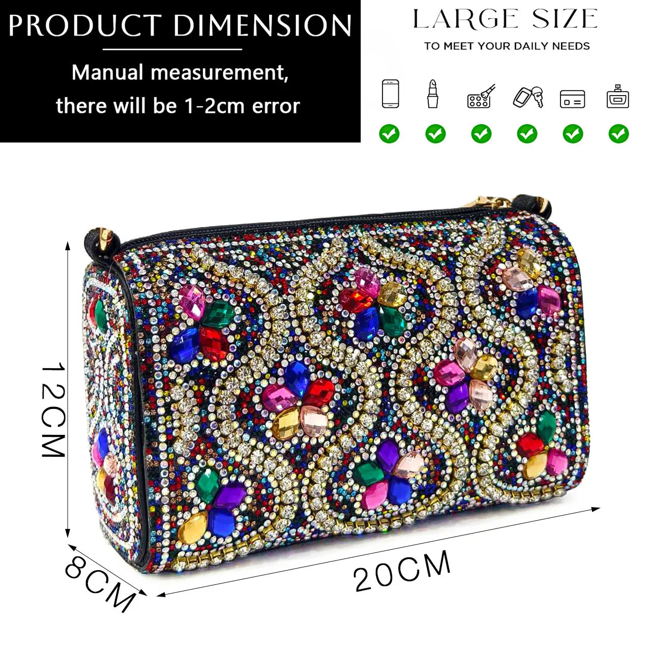 2024 Elegant Rhinestone Pointed-Toe Pumps With Matching Bag Set Large Capacity Bag for Women's Party High Heels