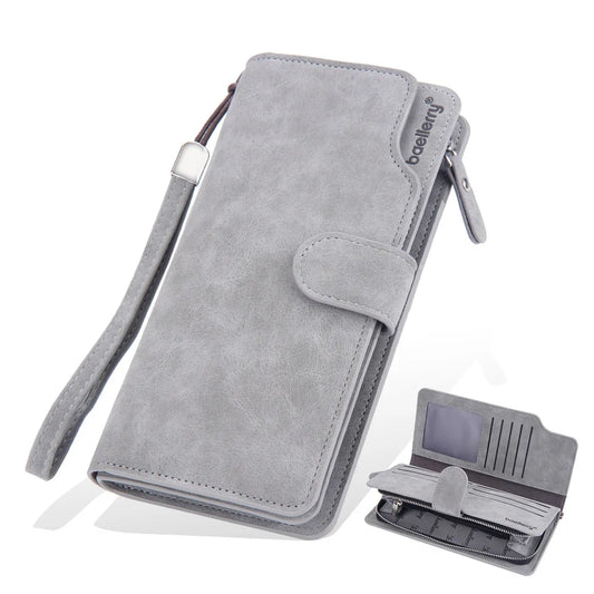 Portefeuille long rétro pour hommes d'affaires, en cuir PU souple, avec fermeture éclair, porte-cartes et multi-fentes, sac pour téléphone