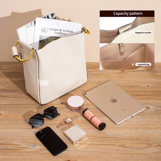 Women's Business Commuter Shoulder Bag Women's Tote Bag Autumn High Quality Simple Beige Texture