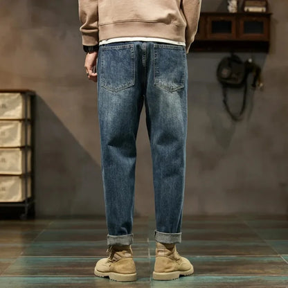 2025 Autumn and Winter New Loose and Versatile Harem Pants Retro Simple Fashion Solid Color Comfortable Versatile Jeans for Men