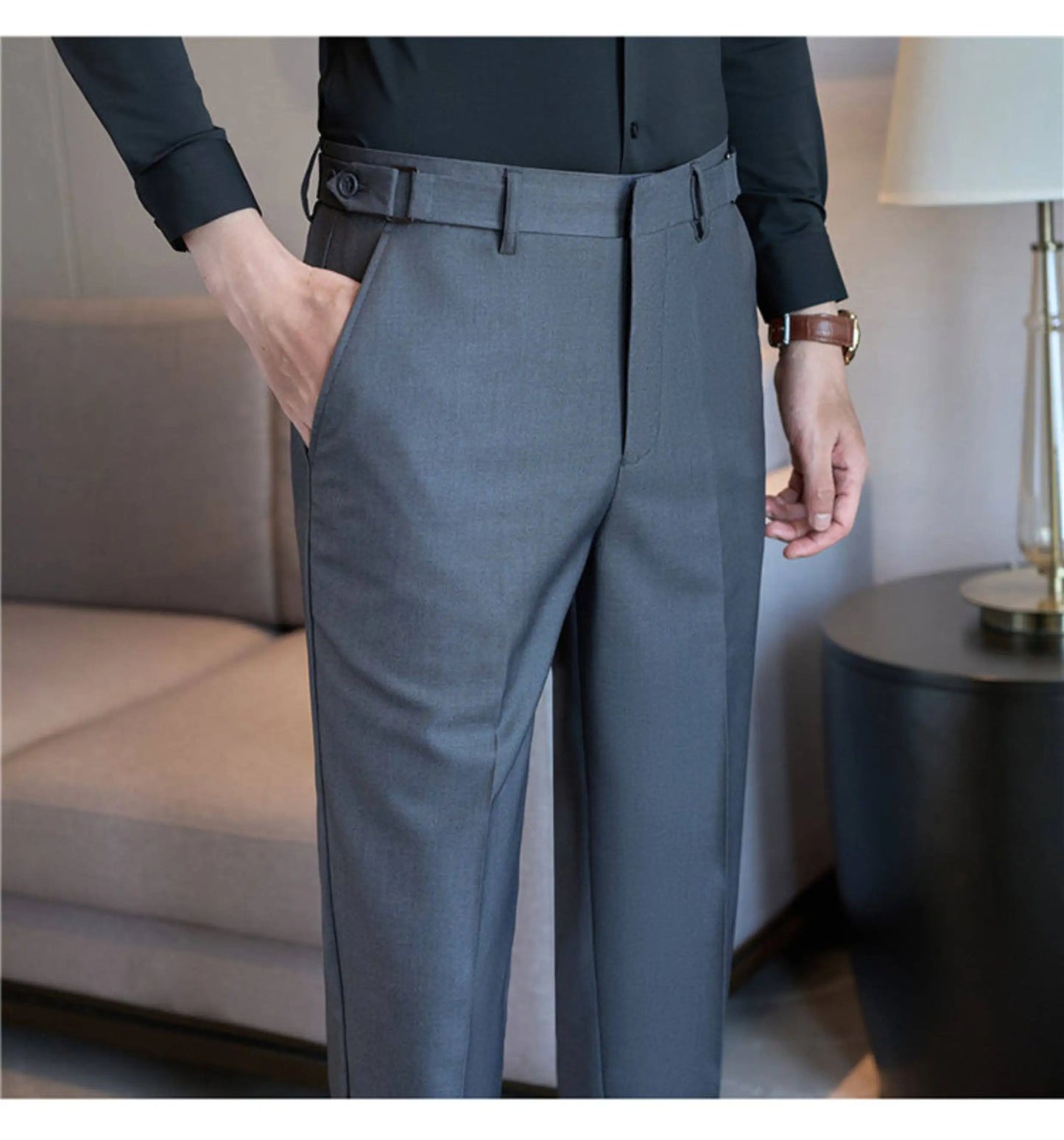 Neapolitan Fashion Business Casual Pants Men's Straight Leg Slim Fit Suit Pants Formal Office Social Wedding Dress Pants
