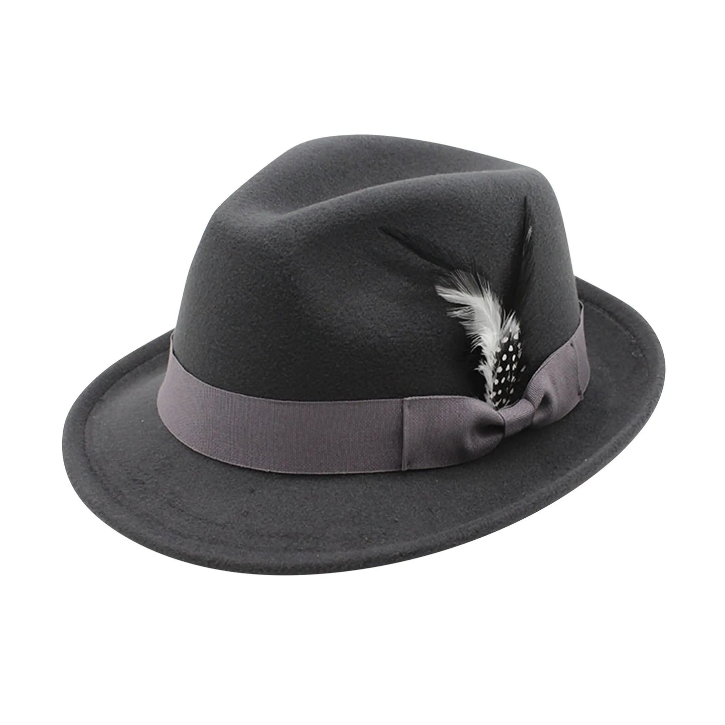 Vintage Fedora Hat Women Men Top Hat, Feather Felts Hat, Men's Jazz Hat European And American Gentleman Soft Woolen Hat