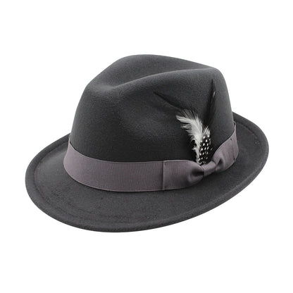 Vintage Fedora Hat Women Men Top Hat, Feather Felts Hat, Men's Jazz Hat European And American Gentleman Soft Woolen Hat