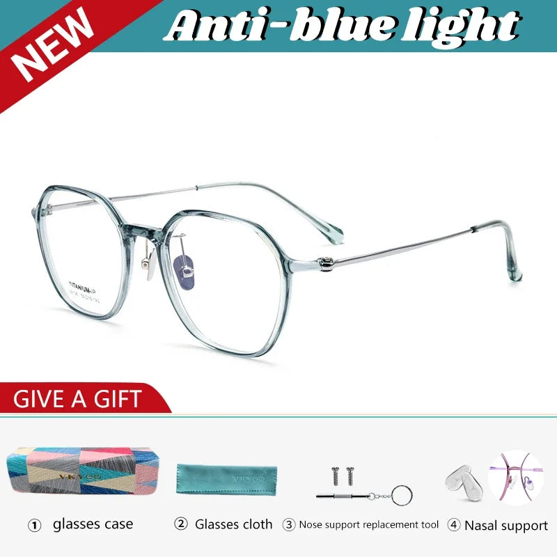 Geometric Personalized Polygonal Men's and Women's Simple Frames Blue Light Reading Glasses Customizable Prescription