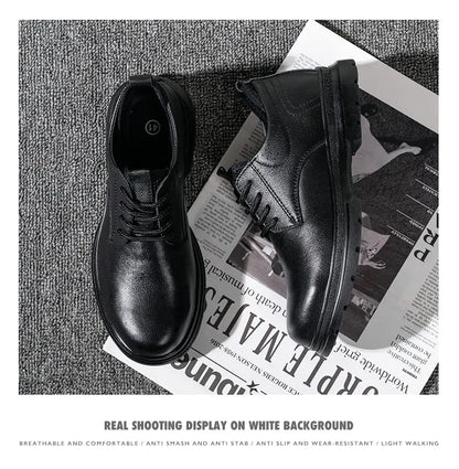 Fashion 2026 Genuine Leather Waterproof Men Safety Shoes Boots Work Sneakers Indestructible Steel Toe Nail Proof Male Footwear