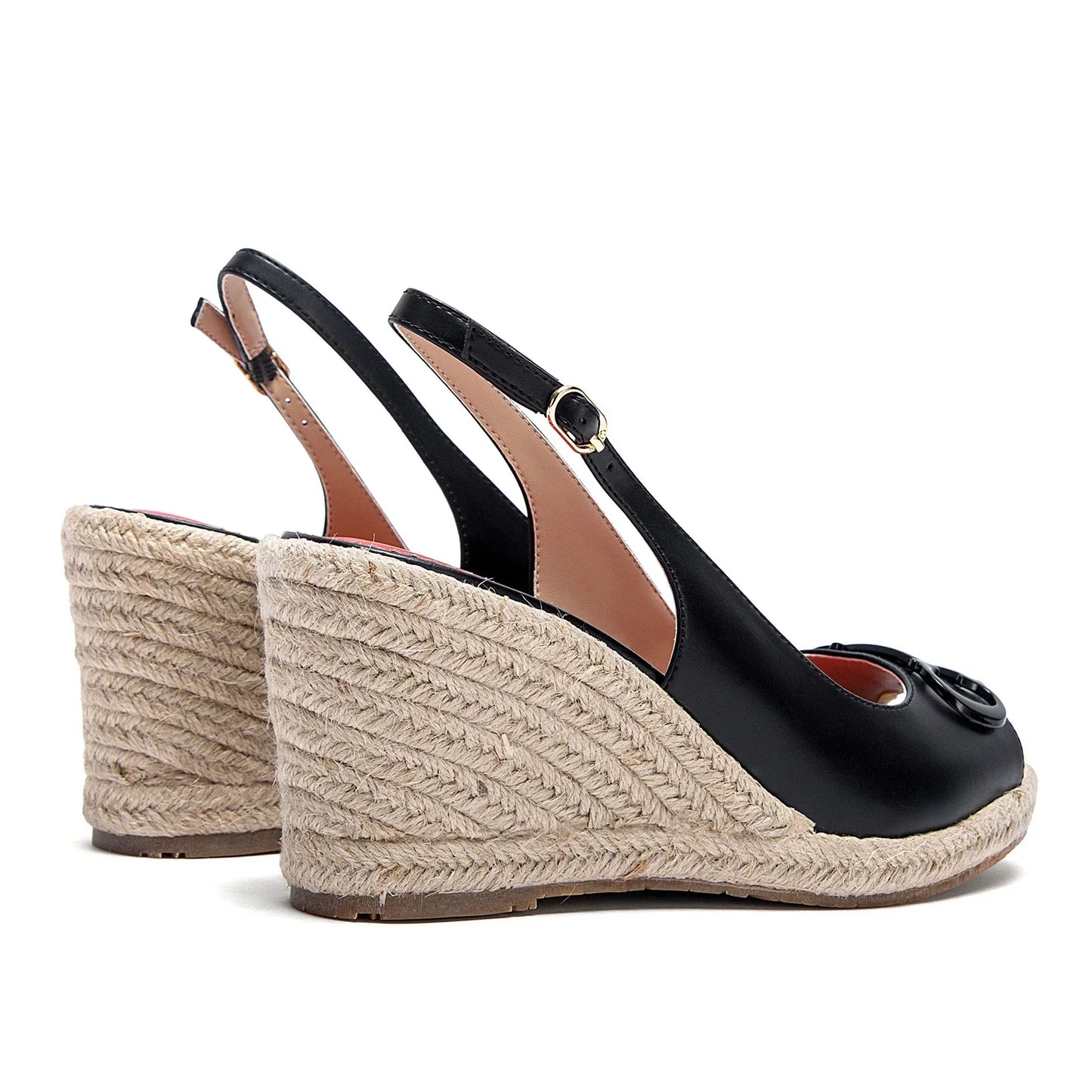 sandals summer women's casual shoes Gold INITIALS INSIGNIA PU LEATHER WEDGES Luxury brand wedge shoeses