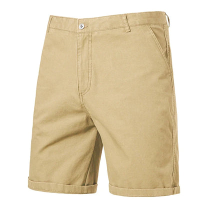 Classic Mens 100% Cotton Casual Shorts Khaki Grey Navy Black Knee Shorts American Style Streetwear Golf Shorts