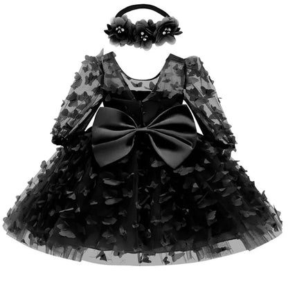Kids Girl Princess Dress Toddler Long Sleeve Birthday Party Costume Butterfly Design Baby Girl Dress Summer Gauze Children Dress