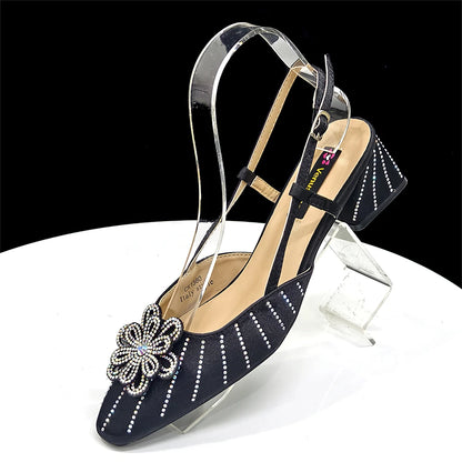 2026 Elegant Gold Color Women's Heels Handbag Set Rhinestone Embellished Designer Shoes for Weddings Special Events