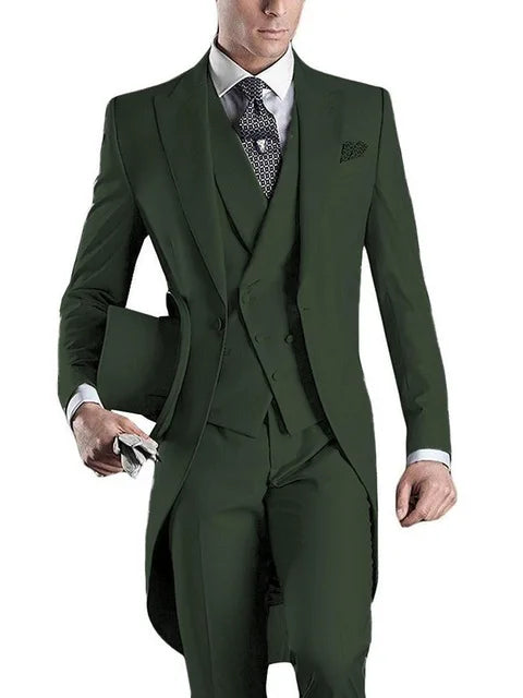 Costume Homme 3 Pieces Fashion Tuxedos Groom Wedding Men Suits Tuxedo Terno Masculino De Pour Hommes Blazer (Jacket+Pants+Vest)