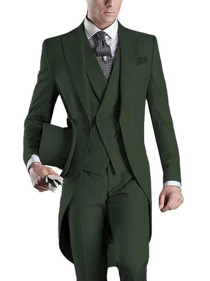 Costume Homme 3 Pieces Fashion Tuxedos Groom Wedding Men Suits Tuxedo Terno Masculino De Pour Hommes Blazer (Jacket+Pants+Vest)