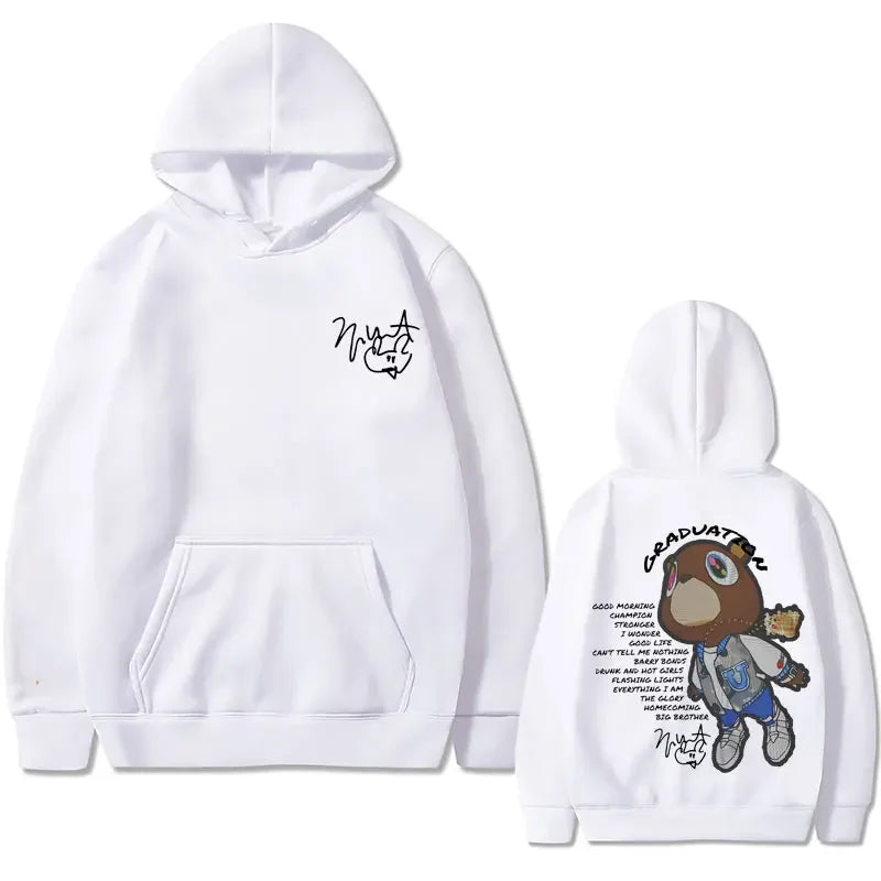 Rapper Kanye West Graduation Graphics Hoodies Male Black Clothes Cool Gothic Streetwear Men Hip Hop Fashion Oversized Sweatshirt