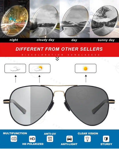 Brand Design Aviation Sunglasses Polarized Man Photochromic UV400 Glasses Woman Anti-glare Driving Goggles zonnebril heren