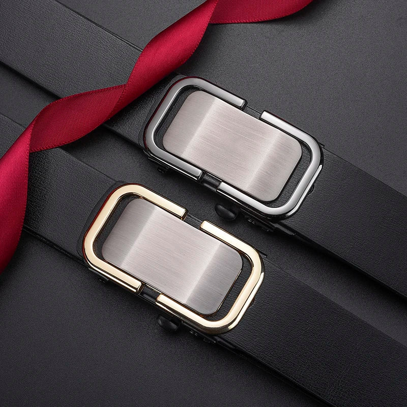 Personalized Men's Business Alloy Automatic Buckle Belt With Casual Pants And Shorts Accessories Fashionable Men's Birthday Gift