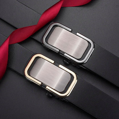 Personalized Men's Business Alloy Automatic Buckle Belt With Casual Pants And Shorts Accessories Fashionable Men's Birthday Gift