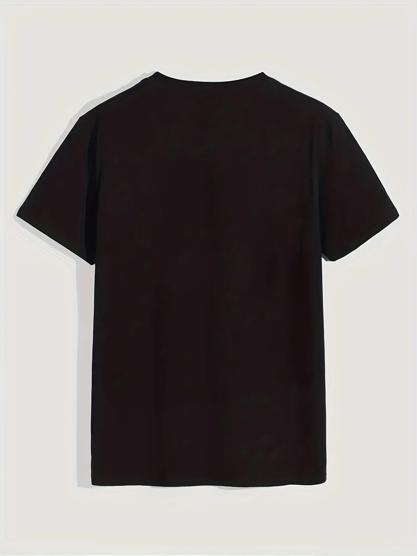 Men's Summer Casual Loose Size 100% Cotton Black Print Round Neck Short Sleeve T-shirt Top