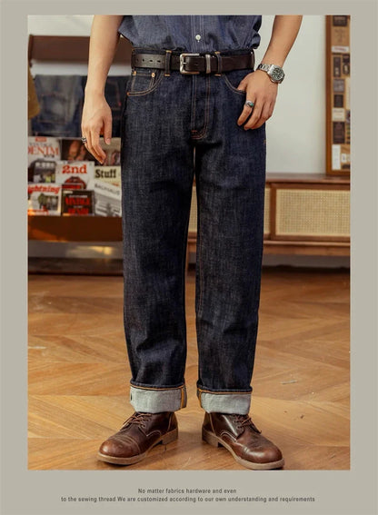 Denim Jeans Loose Fit Straight Leg Pants Amekaji DN-0006