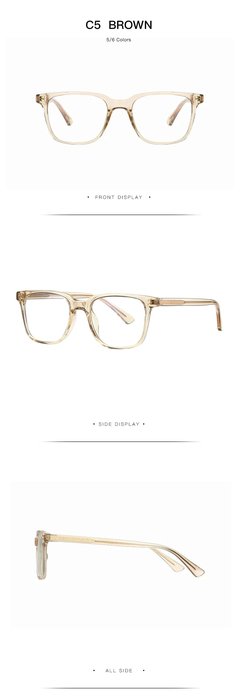 Men's Square Classic Eyeglass Frames Myopia Hyperopia Anti-Blue Light Reading Glasses Customizable Prescription PFD2082