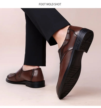 Spring Autumn New Leather Shoes for Men Solid Color Business Casual Shoes Male Fashion British Style Dress Shoe Man