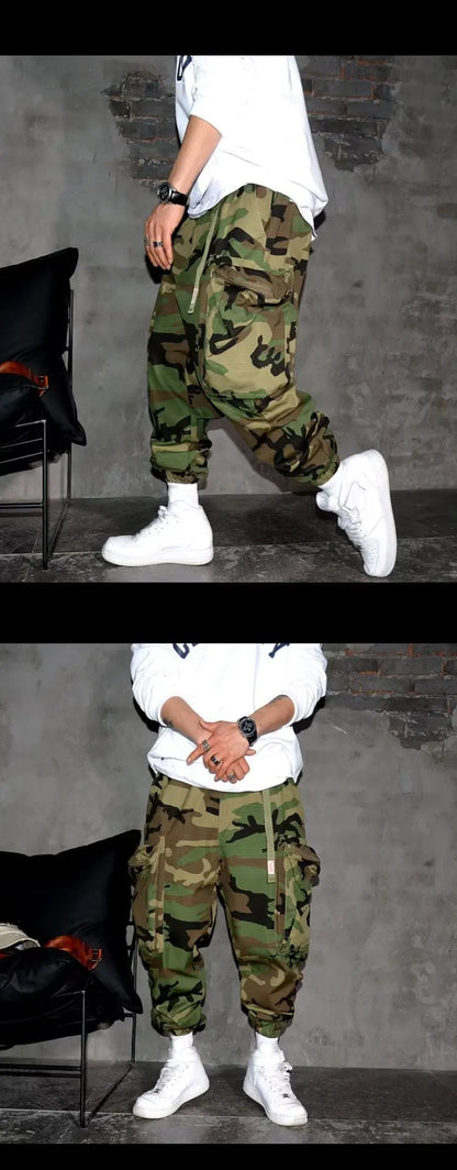 Cargo Pants For Men  2024 Korean style Casual Tightened Nine-point Pants Men's Trendy Multiple pockets Harem Pants