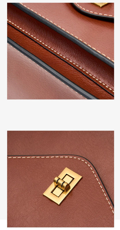 Genuine Leather Women luxury bag high quality Simple vintage Fashion Postman handbags ladies 2025 shoulder green small bag